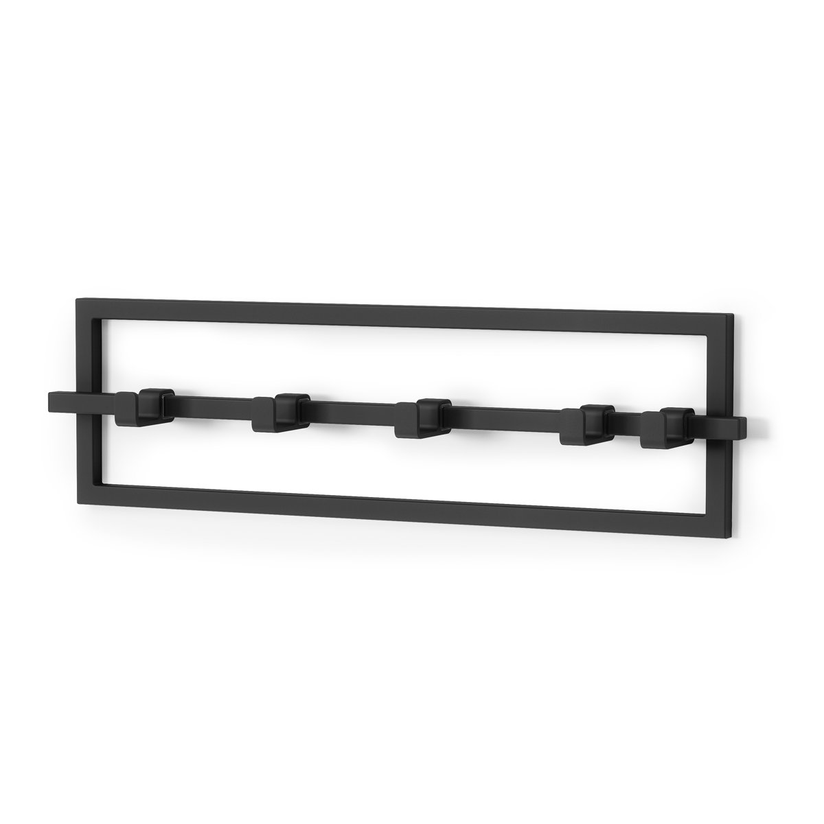 Umbra Cubiko Wall-Mounted Steel Coat Rack with 5 Adjustable Hooks, Black